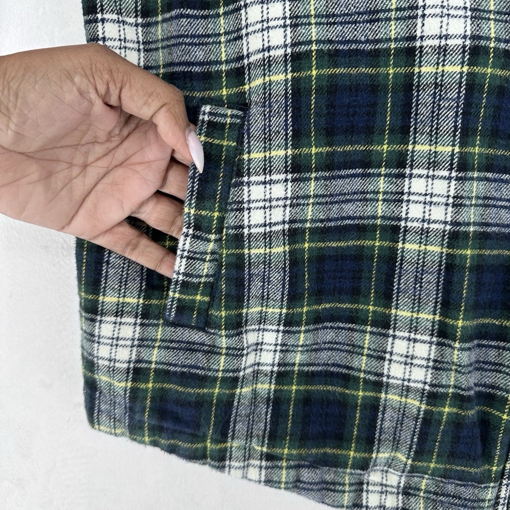 44° North Hooded Shacket Jacket Women's Large Full Zip Cotton Flannel Blue Plaid - Picture 6 of 12